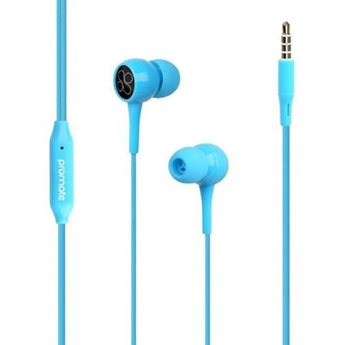 Promate Dynamic In-Ear Stereo Wired Earphone With Microphone Bent.Blue