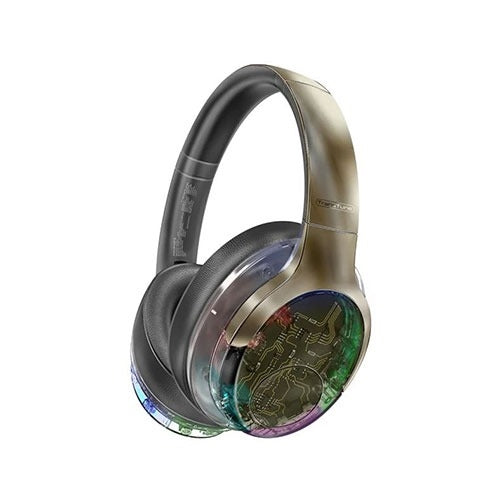 Promate Active Noise Cancelling Hi-Fi Stereo Wireless Headphones with RGB Lights TransTune.GunMetal