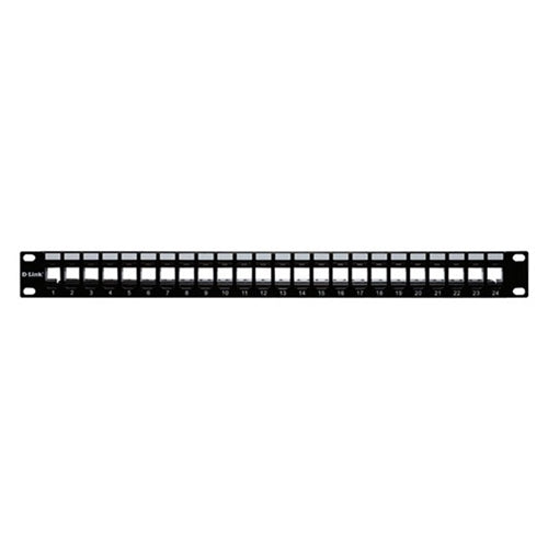 D-Link 24-Port Unloaded Patch Panel for UTP Cat5E/Cat6 Keystone Jacks 1U NPP-AL1BLK241