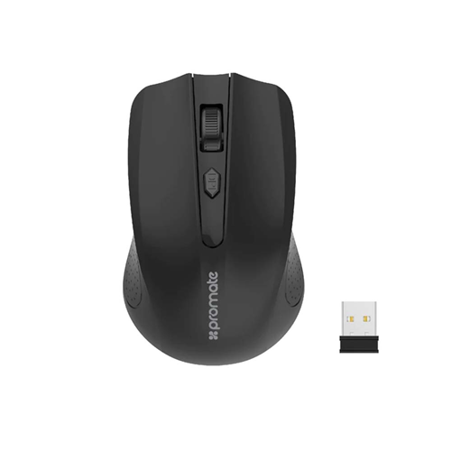 Promate Clix-8 Optical Wireless Ergonomic Mouse Black