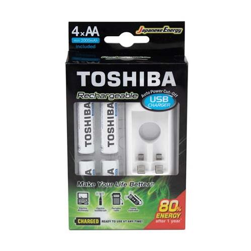 Toshiba Pack AA Rechargeable Battery With Charger TNHC-6GME4 CB