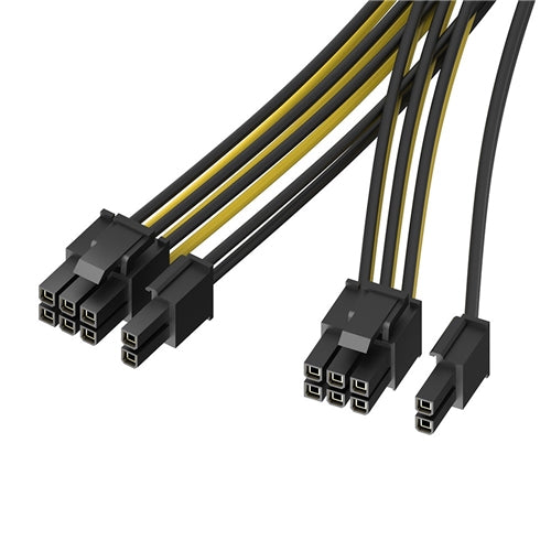 PCIe 6 Pin to Dual PCIe 6+2 Pin Power Adapter GPU Y-Splitter Extension Cable