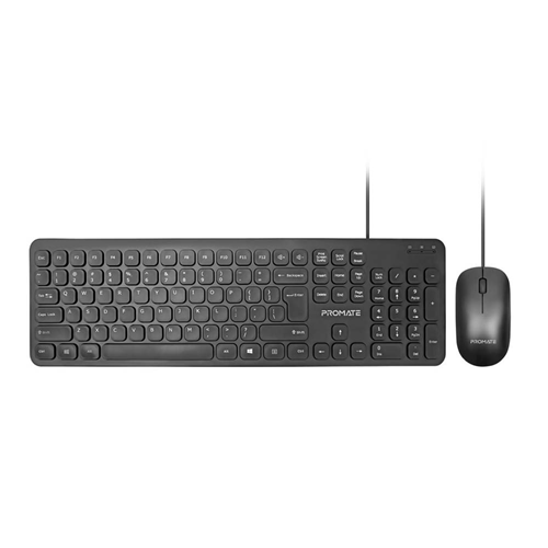 Promate Keyboard and Mouse Combo-Km2 Quiet Key Comfort and Control