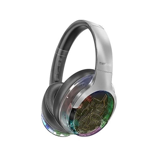 Promate Active Noise Cancelling Hi-Fi Stereo Wireless Headphones with RGB Lights TransTune.Silver