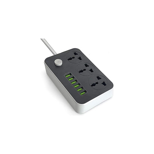 Power Socket HZ-B46C 3-Way with 5 USB, 1 Type-C and Surge Protection